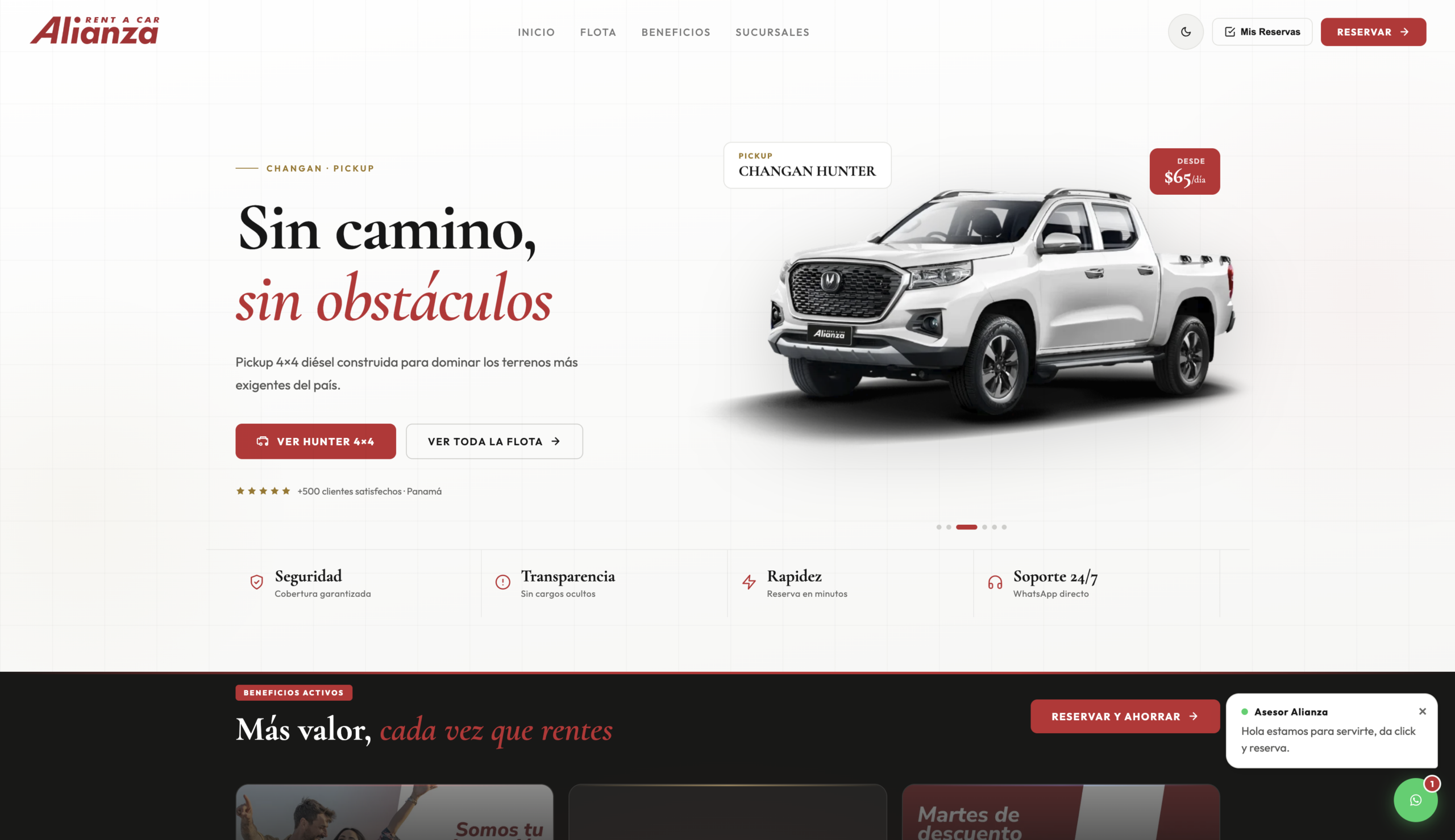 Plataforma para Rent a car Alianza Panamá